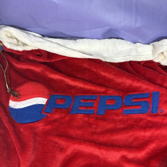 Vintage PEPSI COLA Soda RED CHRISTMAS SANTA GIFT BAG HUGE 32" X 24" Plush J5 - Picture 2 of 9